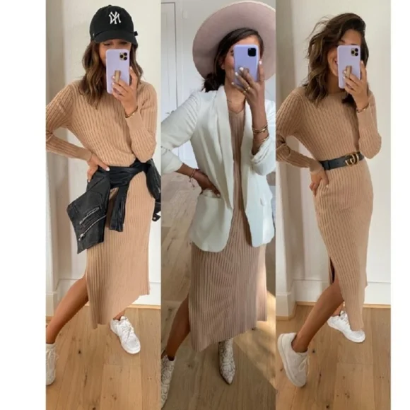 NEW WAYF Ribbed Knit Sweater Dress - Picture 5 of 6